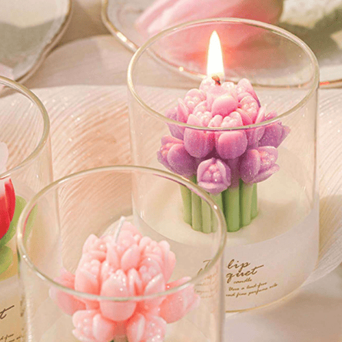 Tulip Shaped Christmas Decorative Flower Scented Candle