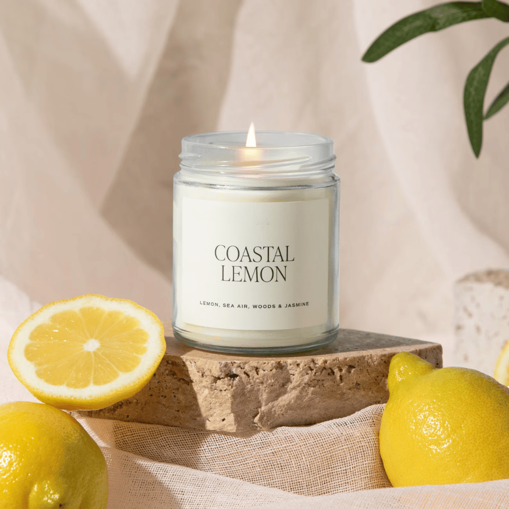 Coastal Lemon Soy Candle – Zesty Citrus & Sea Salt Scent (9oz)