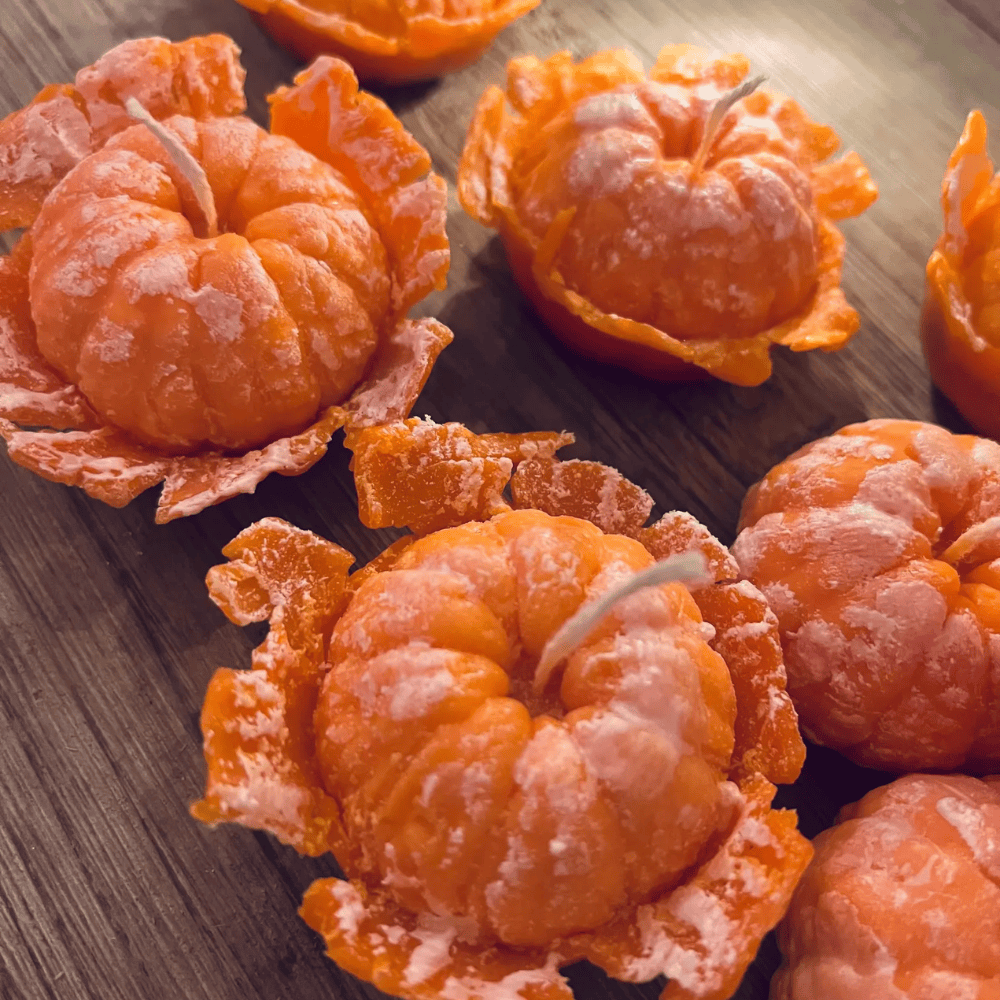Realistic Peeled Mandarin Candle Set (3pcs) – Citrus Scented Soy Wax Fruit Candles for Christmas & Holiday Decor