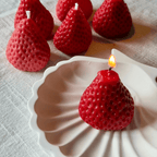 Realistic Strawberry Beeswax Candles – Hand-Poured Fruit Cake Toppers & Party Decor (2")