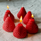 Realistic Strawberry Beeswax Candles – Hand-Poured Fruit Cake Toppers & Party Decor (2")