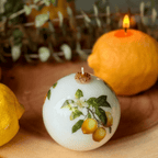 Summer Lemon Candle – Realistic Fruit Shape or Decorative Citrus Print Pillar (3")