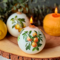 Summer Lemon Candle – Realistic Fruit Shape or Decorative Citrus Print Pillar (3")