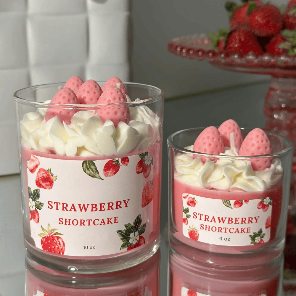 Strawberry Shortcake Soy Candle – Sweet Bakery Scented Jar for Birthdays & Gifts