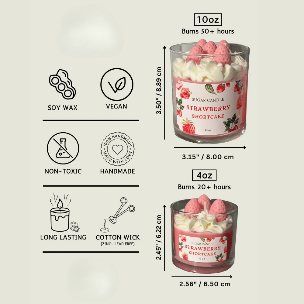 Strawberry Shortcake Soy Candle – Sweet Bakery Scented Jar for Birthdays & Gifts