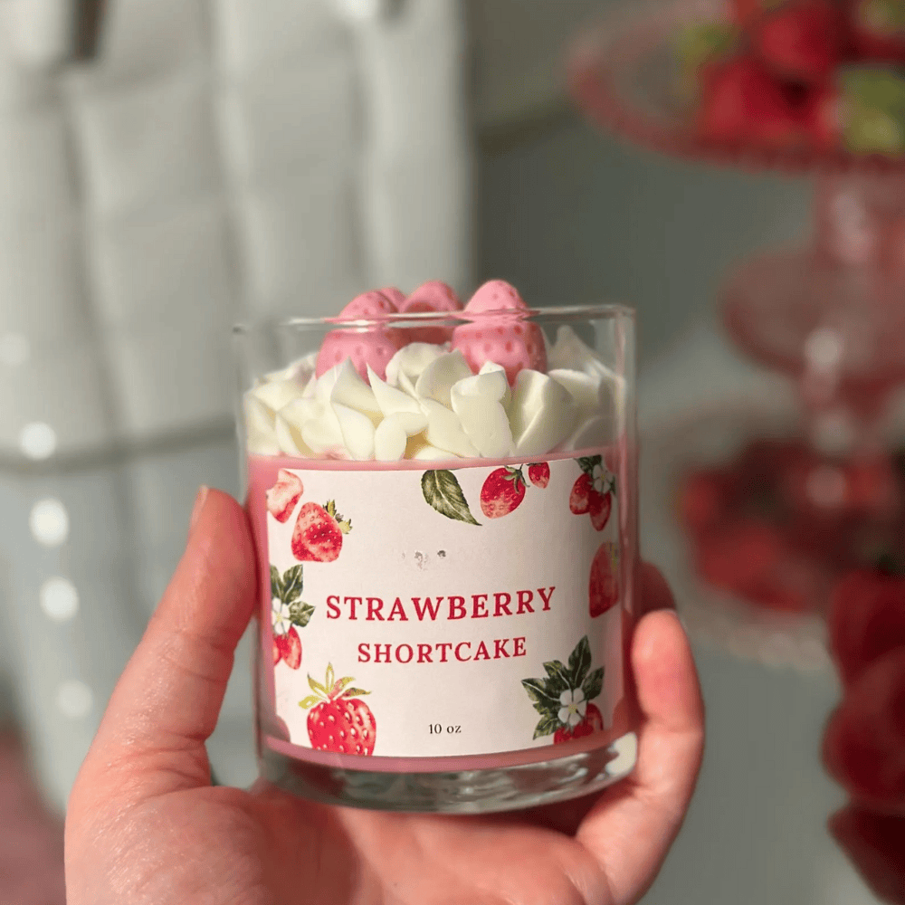 Strawberry Shortcake Soy Candle – Sweet Bakery Scented Jar for Birthdays & Gifts