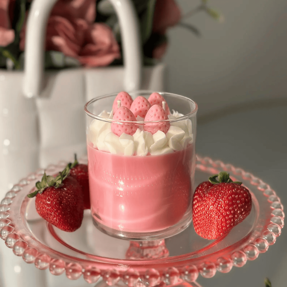 Strawberry Shortcake Soy Candle – Sweet Bakery Scented Jar for Birthdays & Gifts