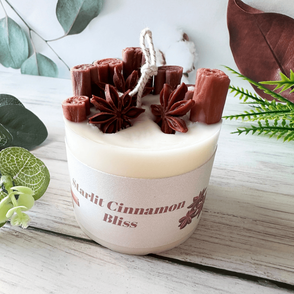 Handmade Cinnamon Soy Candle – Warm Spice Scent with Real Star Anise Decor (7.5oz)