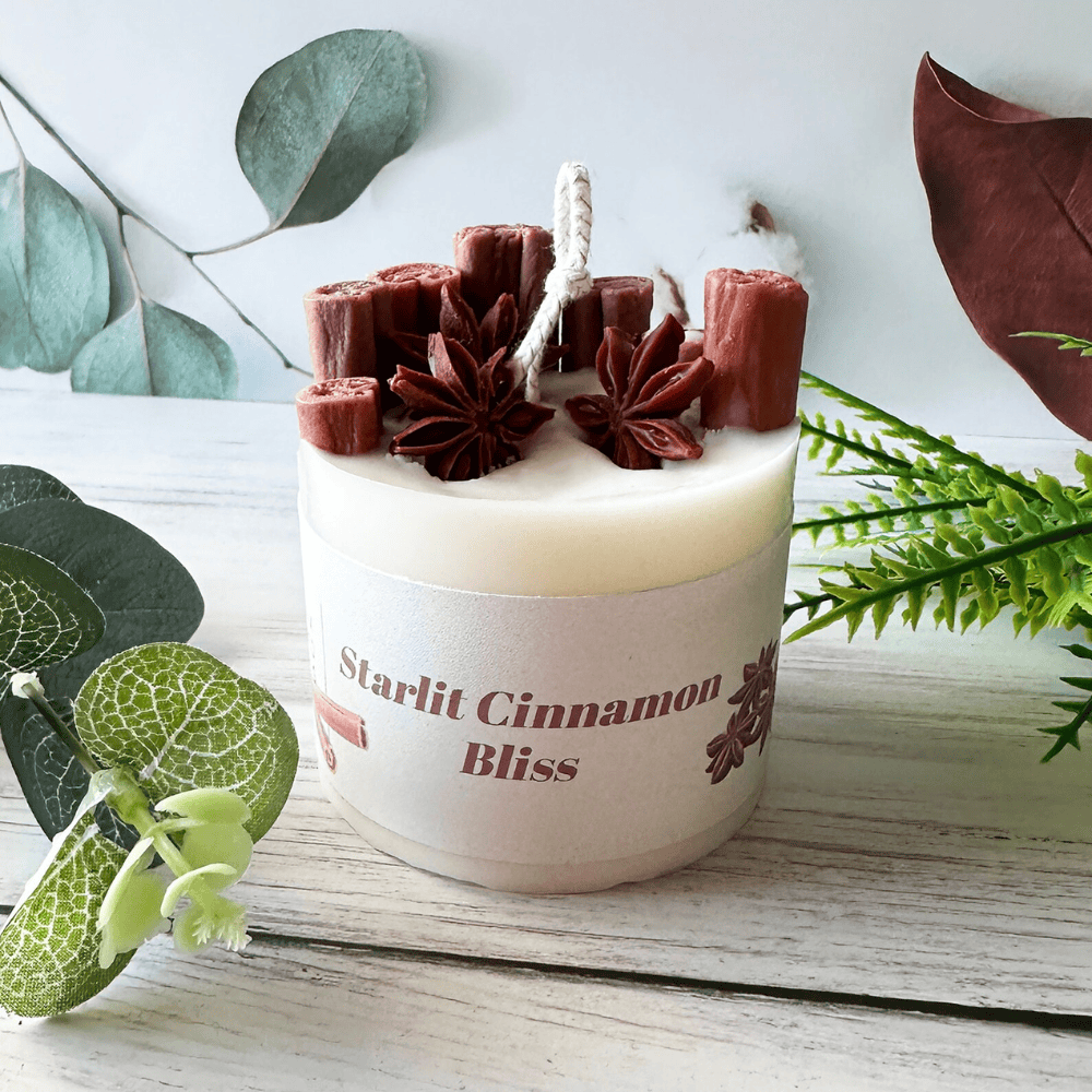 Handmade Cinnamon Soy Candle – Warm Spice Scent with Real Star Anise Decor (7.5oz)