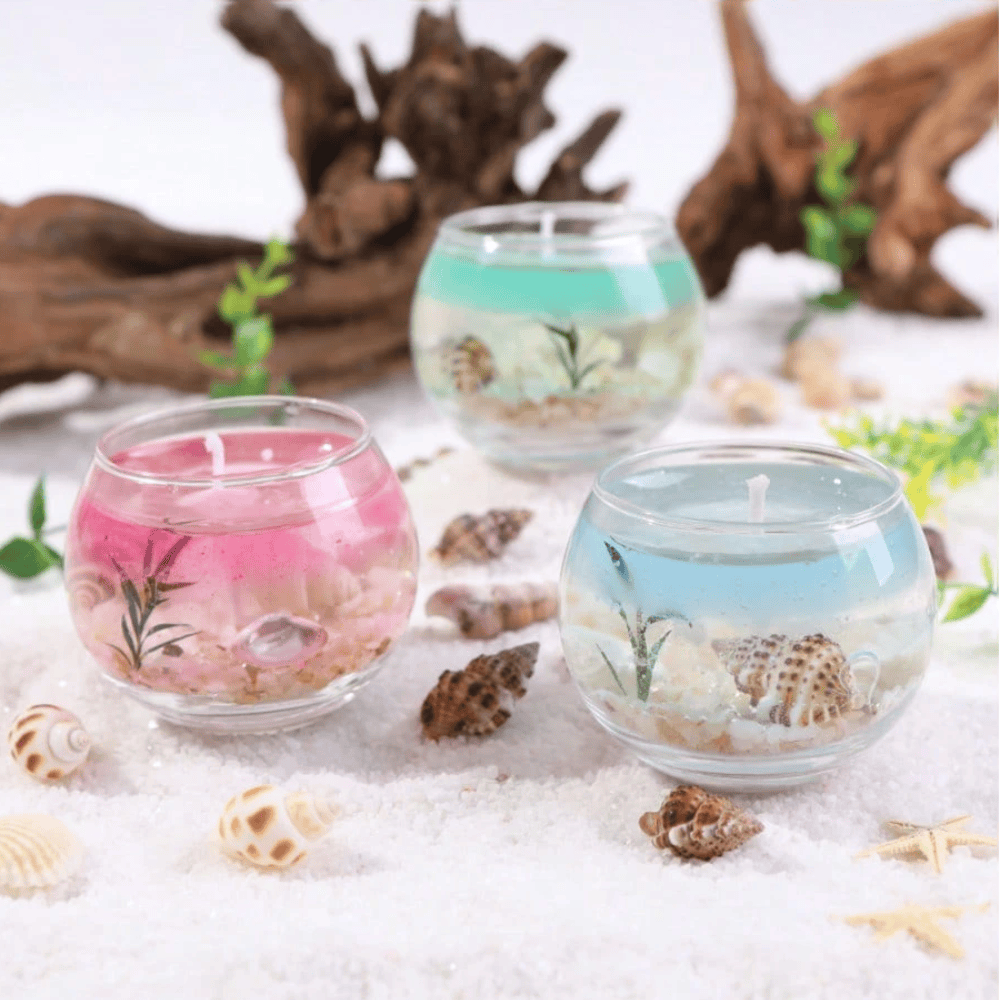 Ocean Life Jelly Candle – Realistic Beach Scene with Seashells & Starfish Decor – Ideal for Gifts & Atmosphere