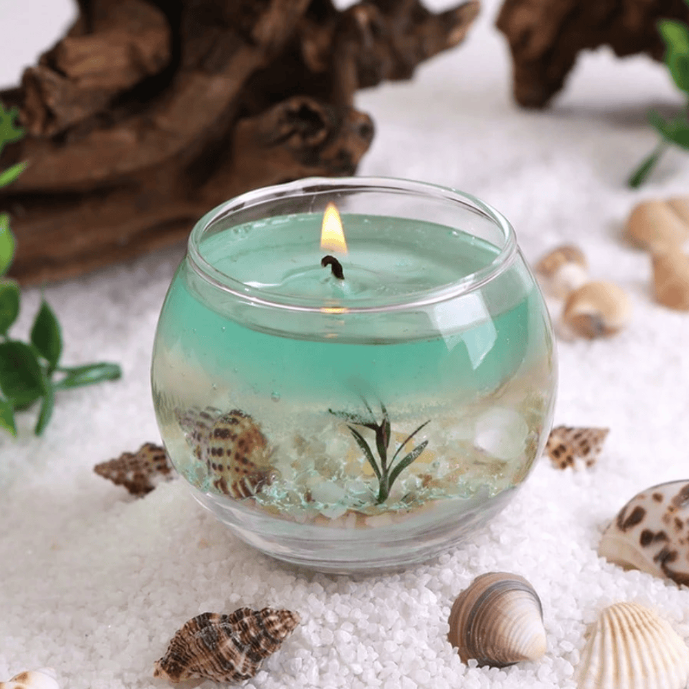 Ocean Life Jelly Candle – Realistic Beach Scene with Seashells & Starfish Decor – Ideal for Gifts & Atmosphere