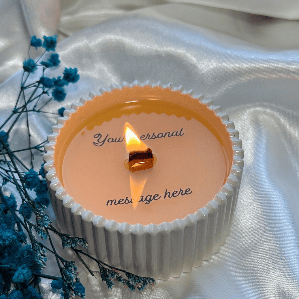Hidden Message Concrete Candle – Personalized Soy Wax Candle with Secret Text Reveal & Wood Wick