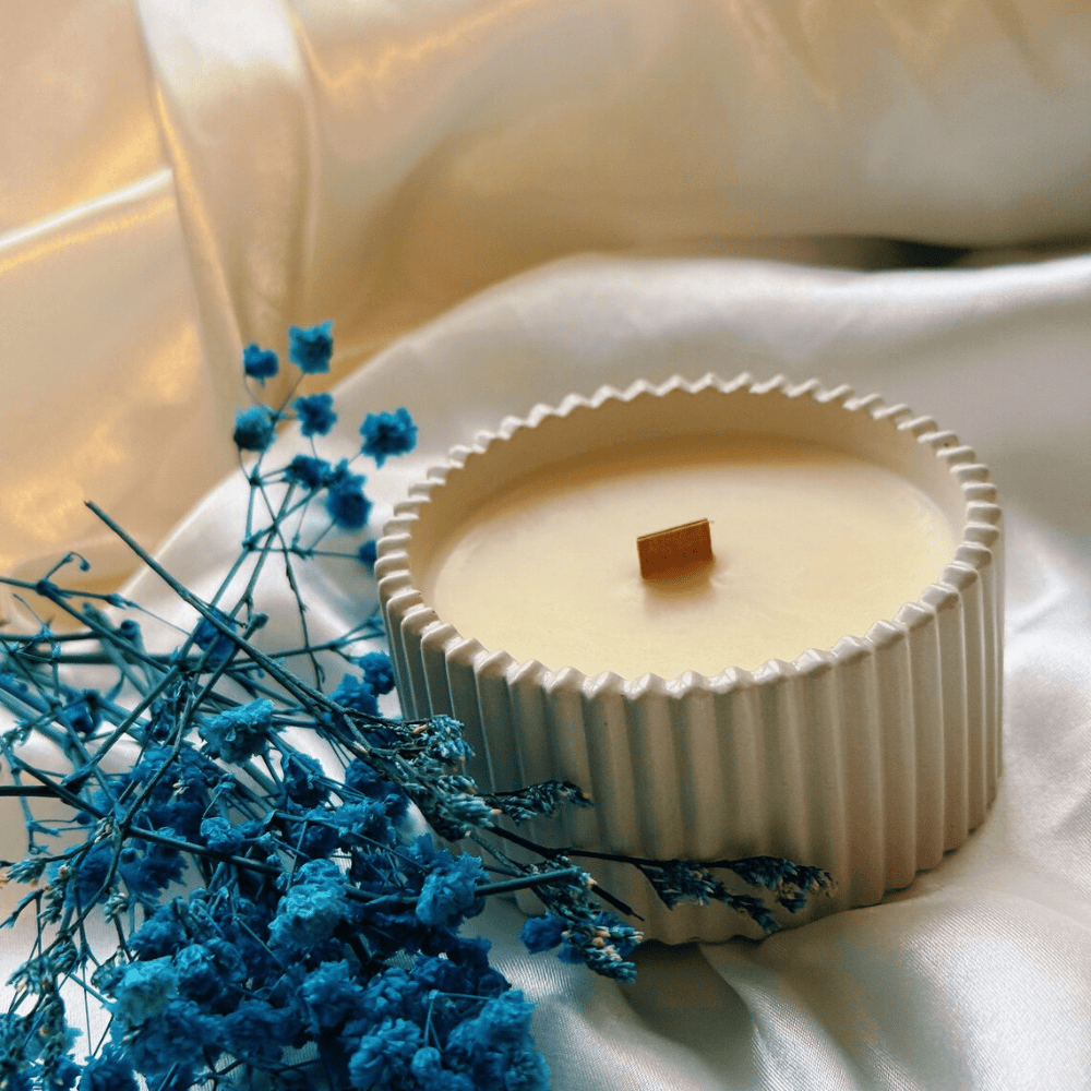 Hidden Message Concrete Candle – Personalized Soy Wax Candle with Secret Text Reveal & Wood Wick
