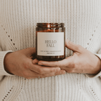 Hello Fall | Cozy Autumn Cider & Spice Soy Candle (9oz Amber Jar) Headline: The Ultimate Best-Seller for Crisp Leaves & Cozy Moments.