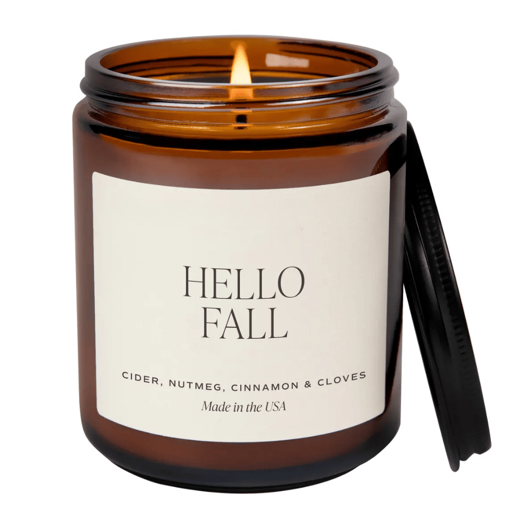 Hello Fall | Cozy Autumn Cider & Spice Soy Candle (9oz Amber Jar) Headline: The Ultimate Best-Seller for Crisp Leaves & Cozy Moments.