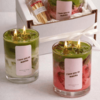 Matcha Latte Artisan Candle Set | Layered Soy & Gel Wax with Matching Match Jar (220g)