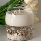 Deep Sea Seascape Candle | Beach Scented Soy & Gel Wax with Real Shells & Ball Cork Lid