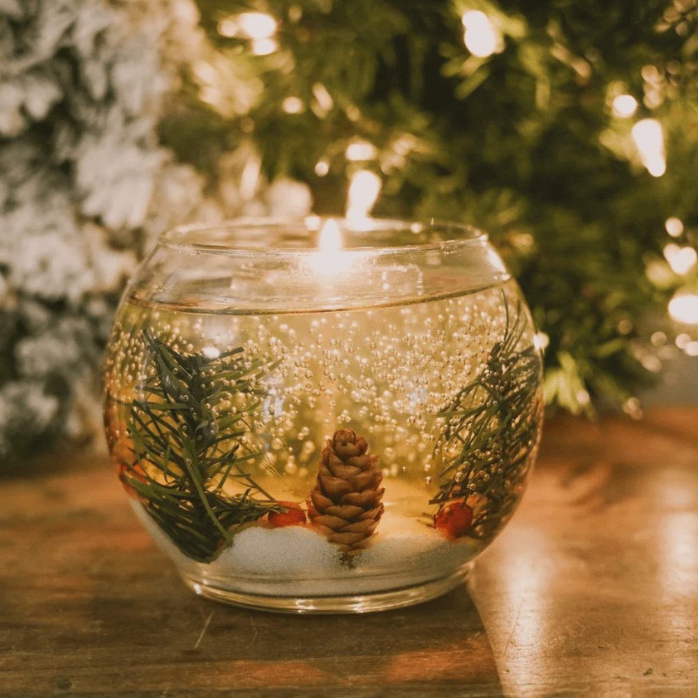 Winter Forest Holiday Gel Candle | Balsam Scented Reusable Festive Decor