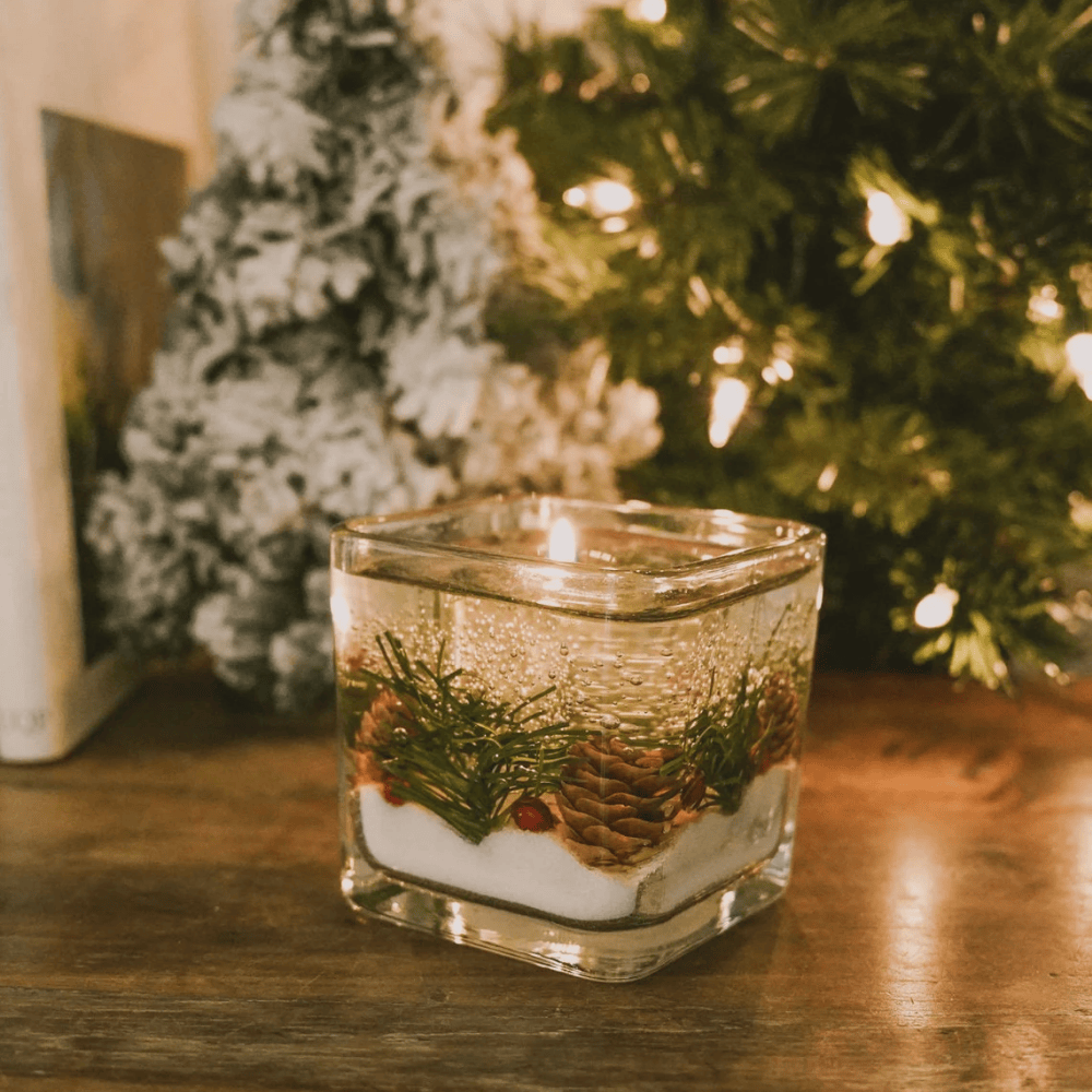 Winter Forest Holiday Gel Candle | Balsam Scented Reusable Festive Decor