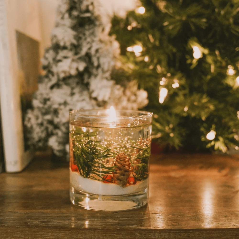 Winter Forest Holiday Gel Candle | Balsam Scented Reusable Festive Decor
