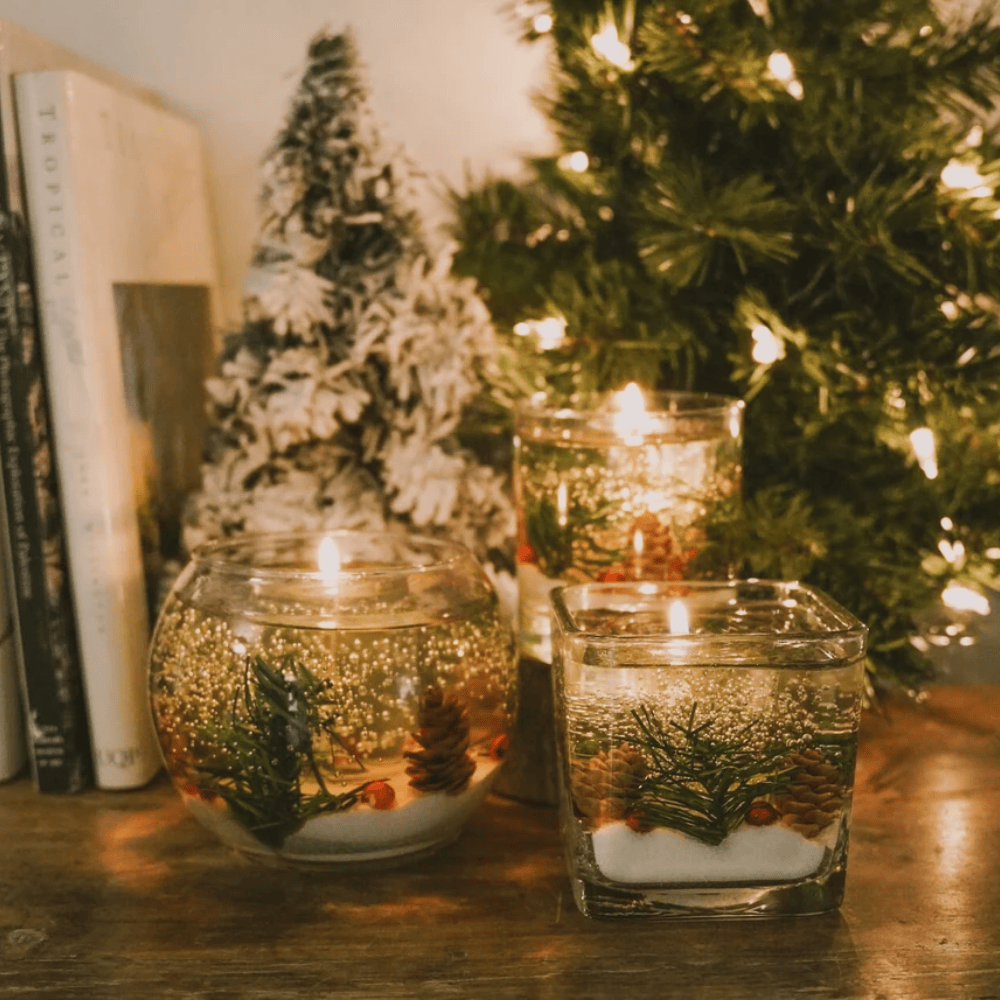 Winter Forest Holiday Gel Candle | Balsam Scented Reusable Festive Decor