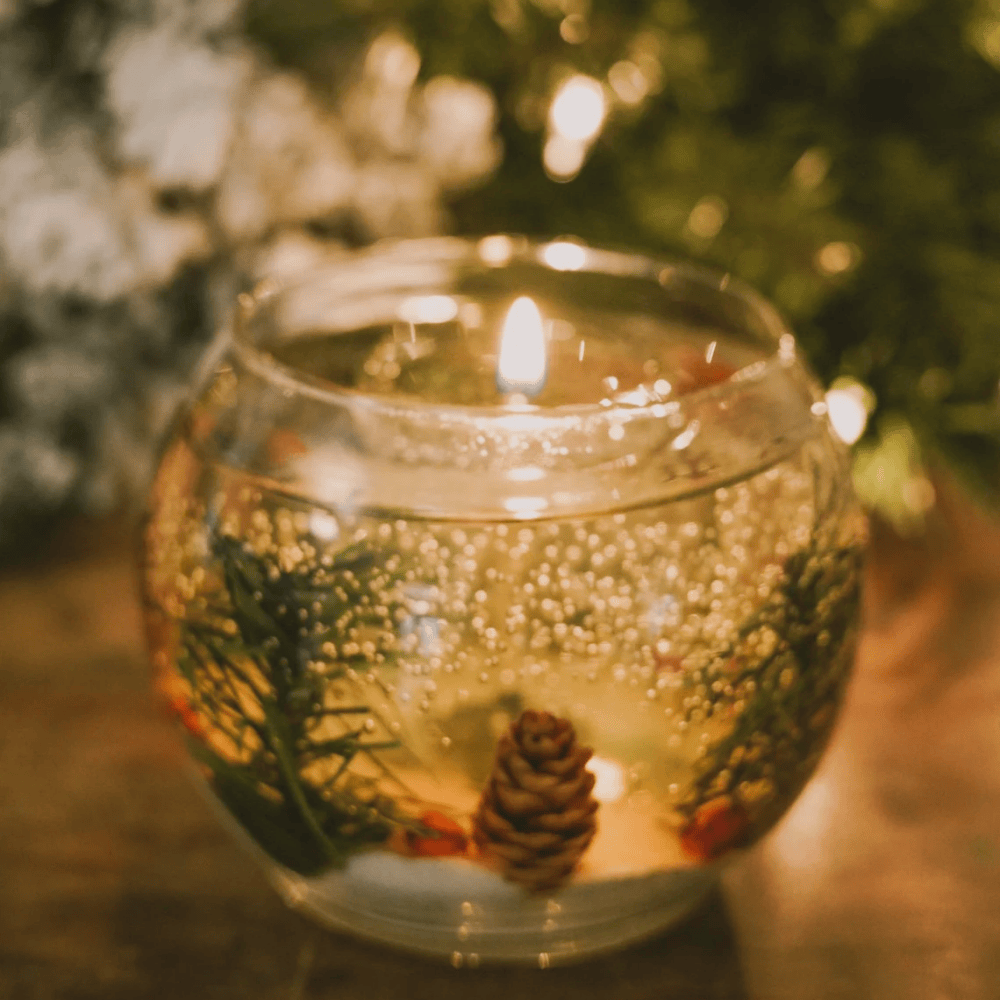Winter Forest Holiday Gel Candle | Balsam Scented Reusable Festive Decor
