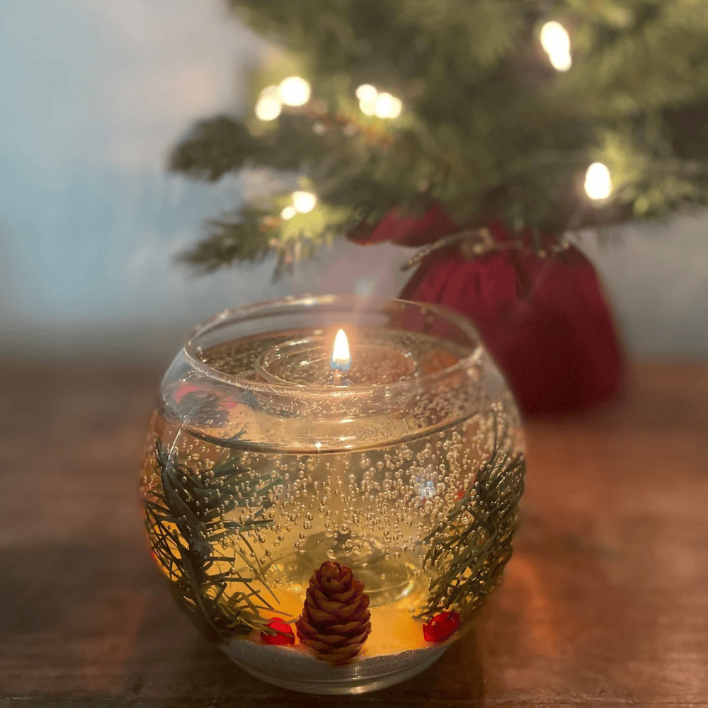 Winter Forest Holiday Gel Candle | Balsam Scented Reusable Festive Decor
