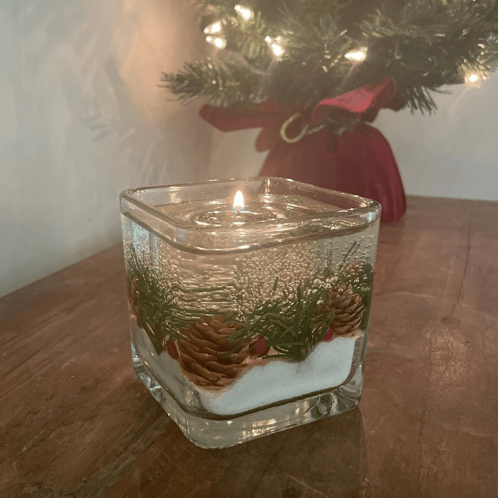 Winter Forest Holiday Gel Candle | Balsam Scented Reusable Festive Decor
