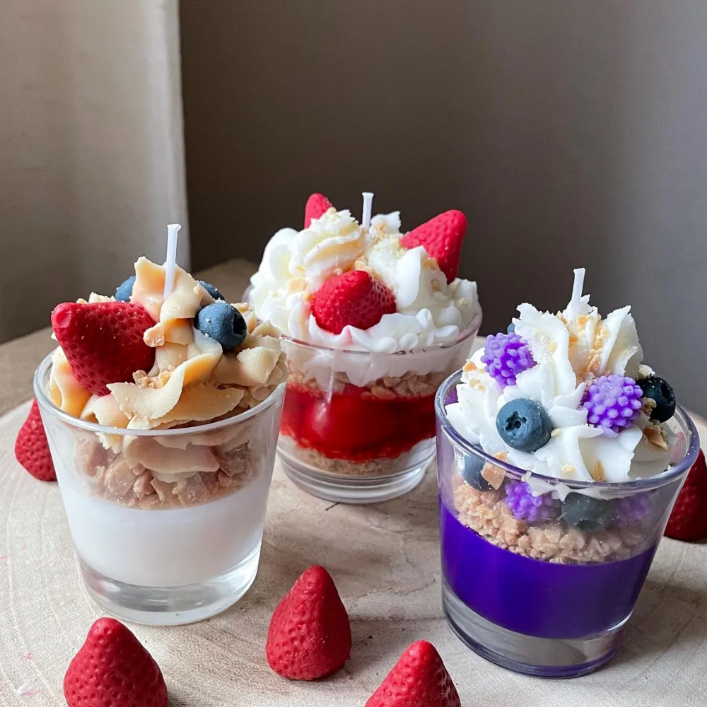 Ultra-Realistic Dessert Shortcake Candle Collection Headline: Indulge Your Senses—Zero Calories Included