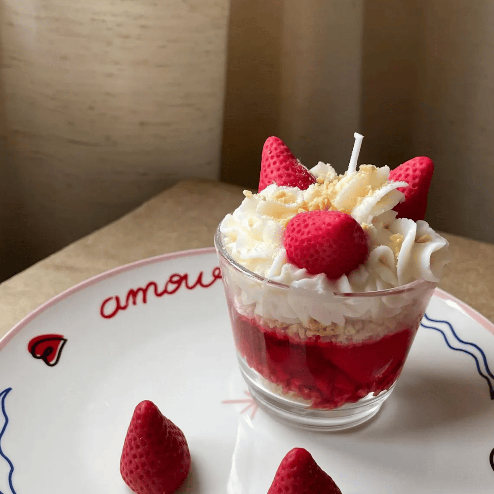 Ultra-Realistic Dessert Shortcake Candle Collection Headline: Indulge Your Senses—Zero Calories Included