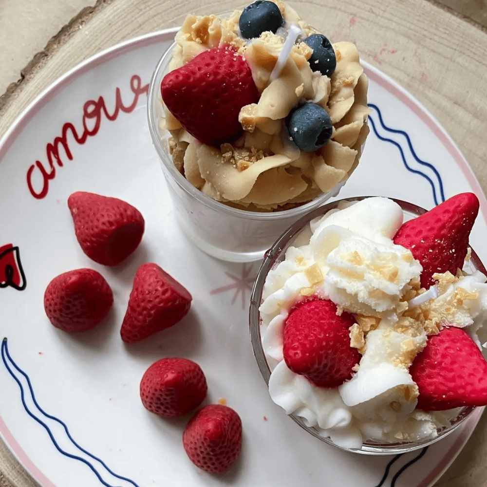 Ultra-Realistic Dessert Shortcake Candle Collection Headline: Indulge Your Senses—Zero Calories Included