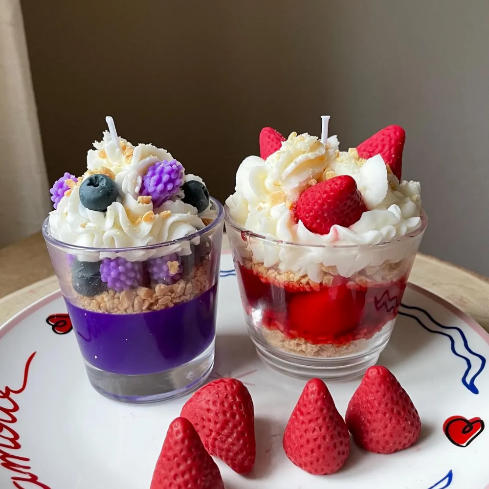 Ultra-Realistic Dessert Shortcake Candle Collection Headline: Indulge Your Senses—Zero Calories Included