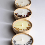 Aromatherapy Candles Set | 4 Handmade Wooden Bowl Tealights with Essential Oils & Botanicals