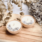 Aromatherapy Candles Set | 4 Handmade Wooden Bowl Tealights with Essential Oils & Botanicals