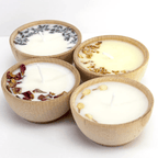 Aromatherapy Candles Set | 4 Handmade Wooden Bowl Tealights with Essential Oils & Botanicals