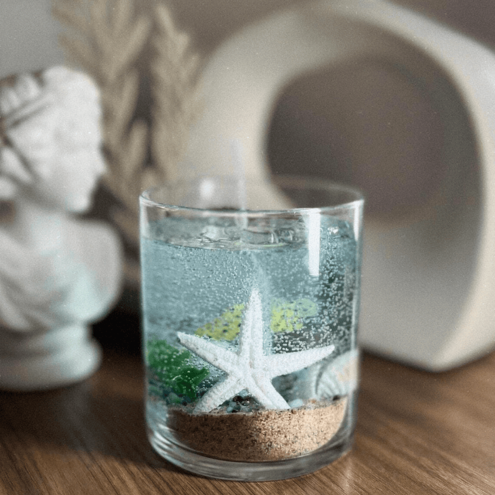 Crystal Aquarium Gel Candle | 10oz Ocean-Inspired Decor with Real Sand & Botanicals