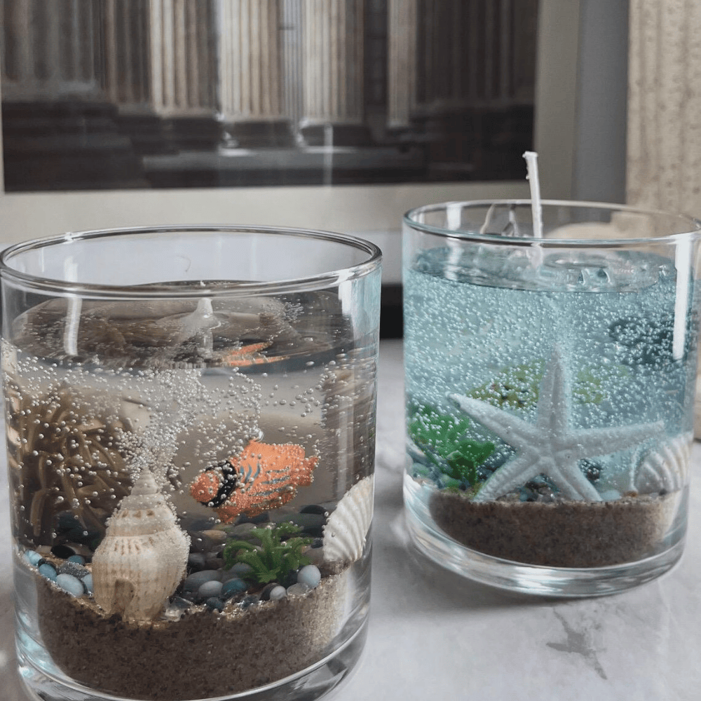 Crystal Aquarium Gel Candle | 10oz Ocean-Inspired Decor with Real Sand & Botanicals