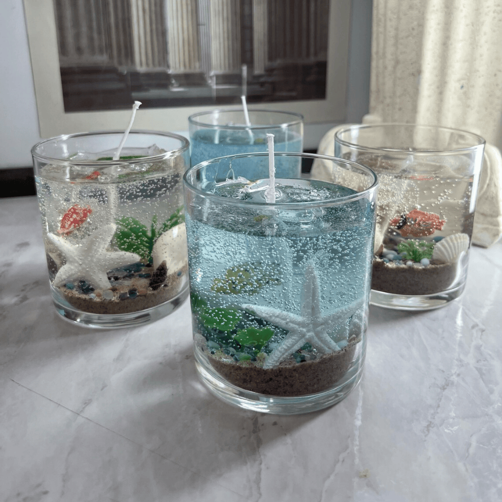Crystal Aquarium Gel Candle | 10oz Ocean-Inspired Decor with Real Sand & Botanicals
