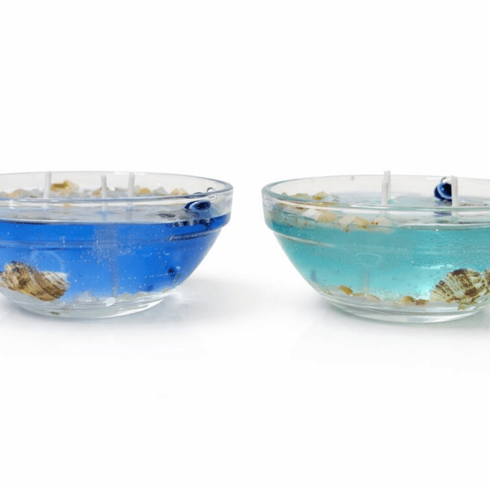 The Protector’s Tide | Seashell Gel Candle with Evil Eye Charm & Quartz Sand