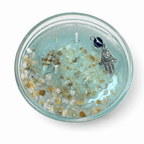 The Protector’s Tide | Seashell Gel Candle with Evil Eye Charm & Quartz Sand