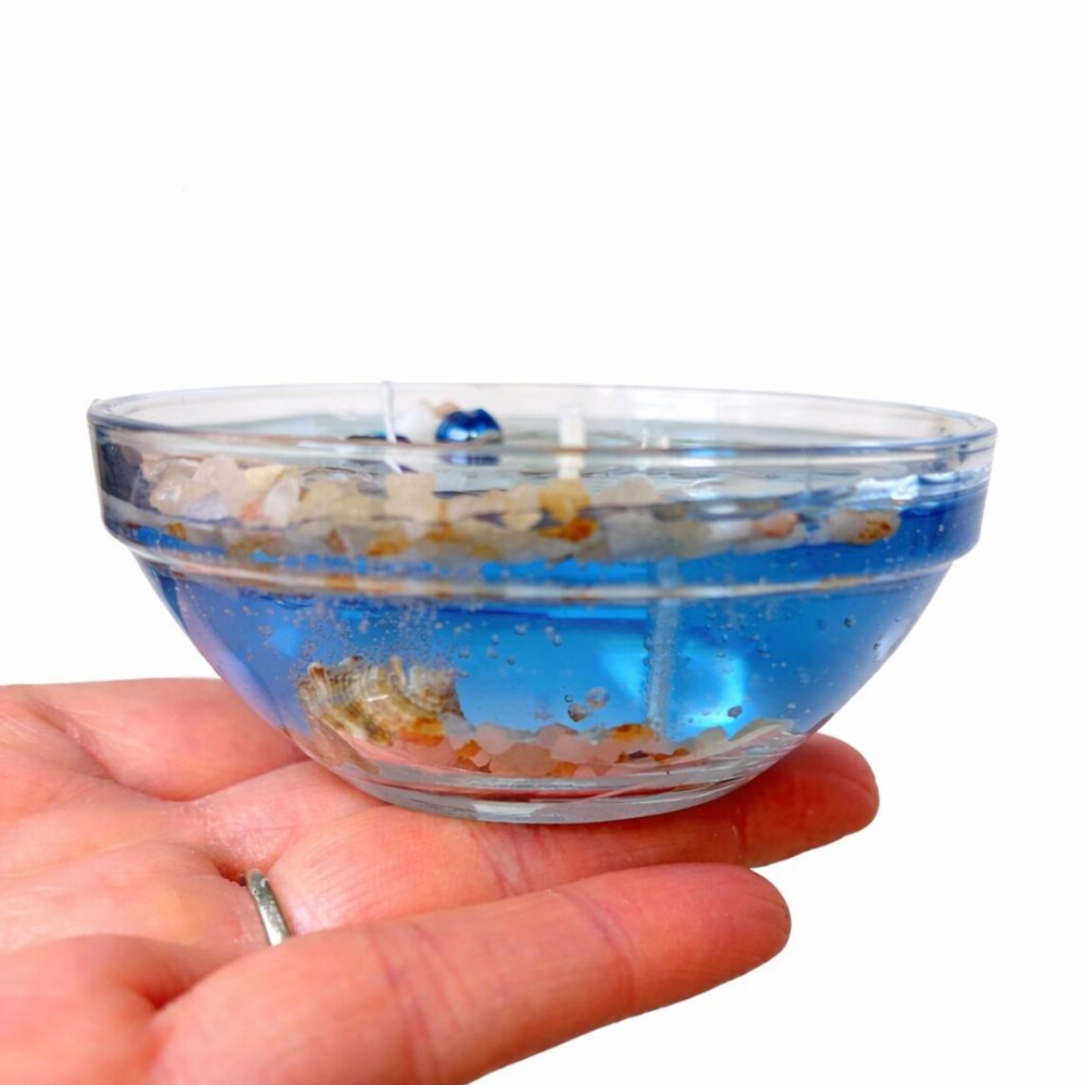The Protector’s Tide | Seashell Gel Candle with Evil Eye Charm & Quartz Sand