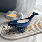 Artisan Gypsum Whale Candle | Hand-Poured Soy Wax with Dual Wicks & Ocean Decor