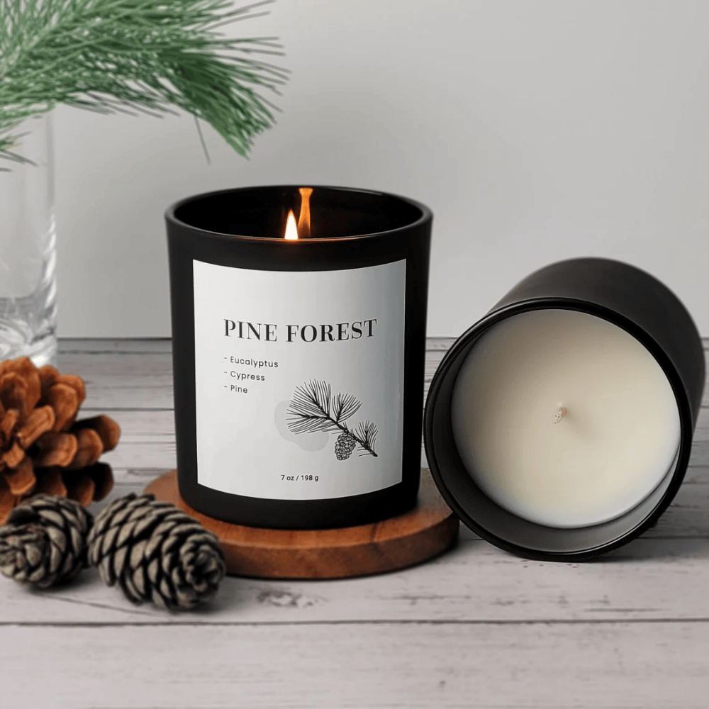 Pine Forest | Minimalist Matte Black Soy Candle - Traditional Pine, Cypress & Smoke
