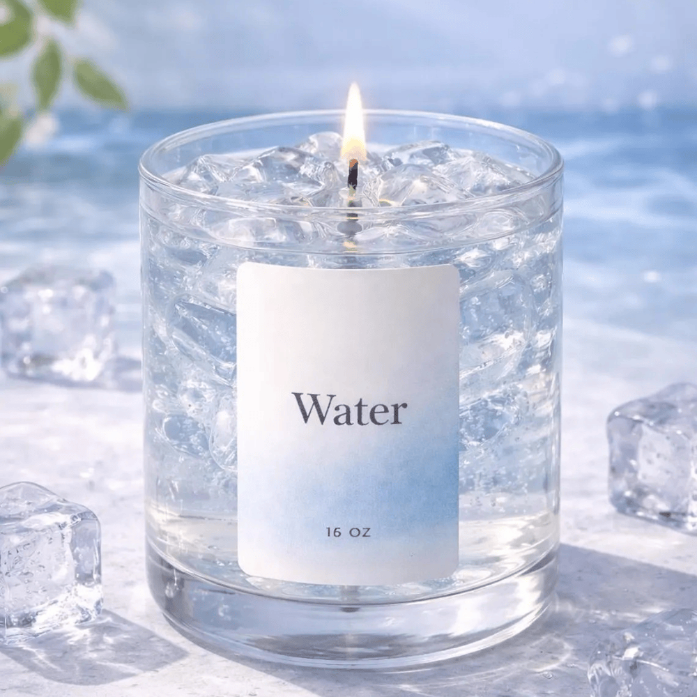 Iced Water & Sea Salt Artisan Candle | 16oz Hand-Poured Gel & Soy Blend