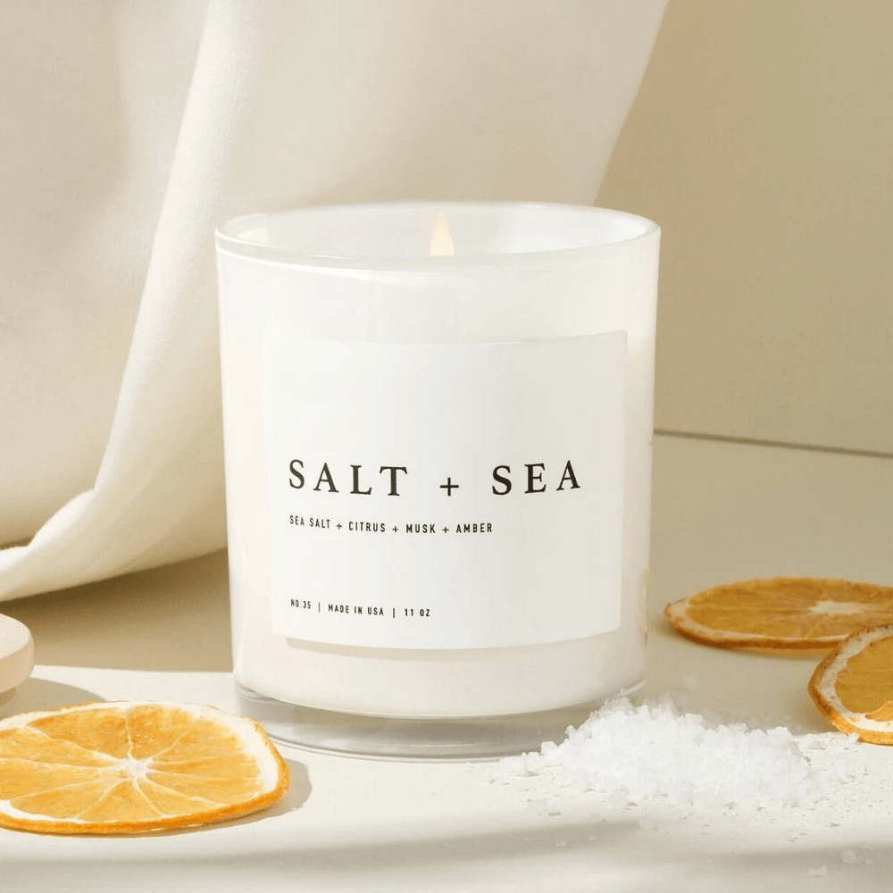 Salt & Sea | Sophisticated Coastal Soy Candle - Sea Salt, Citrus & Amber (11oz)