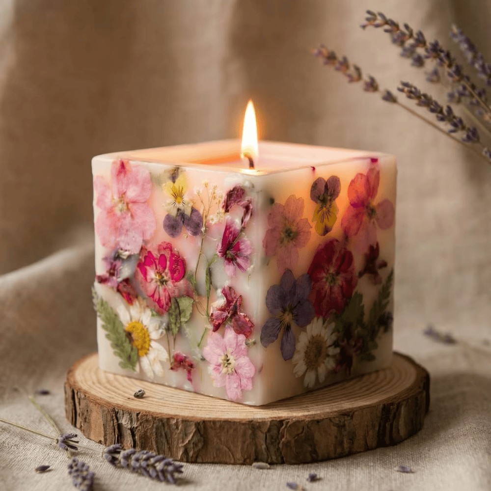 Botanical Bloom | Hand-Embedded Dried Flower Soy Candle (Luxury Floral Gift)