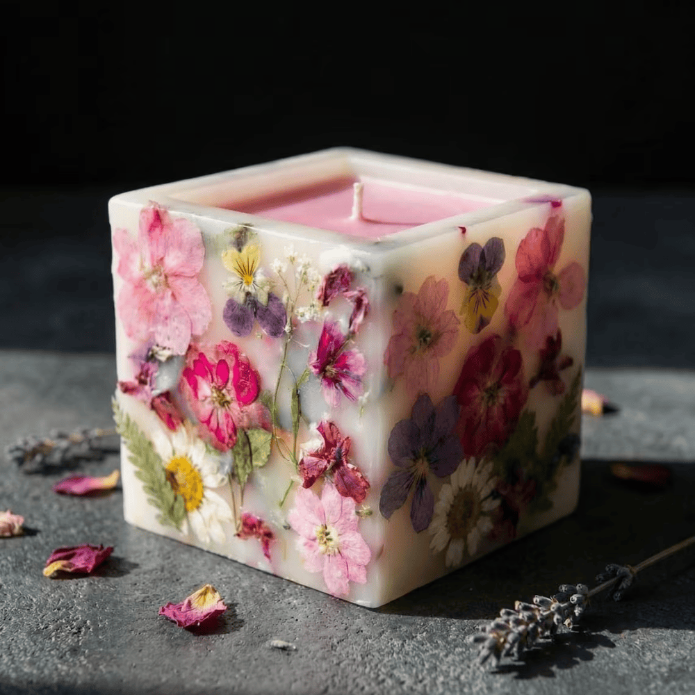 Botanical Bloom | Hand-Embedded Dried Flower Soy Candle (Luxury Floral Gift)
