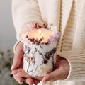 Artisan Botanical Pillar Candle | Handmade Soy & Beeswax with Dried Flowers & Surprise Gift