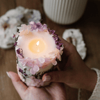 Artisan Botanical Pillar Candle | Handmade Soy & Beeswax with Dried Flowers & Surprise Gift