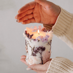 Artisan Botanical Pillar Candle | Handmade Soy & Beeswax with Dried Flowers & Surprise Gift